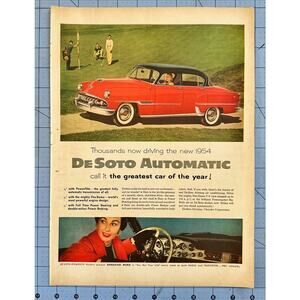 1954 Print Ad The '54 DeSoto Automatic with Powerflite Transmission Red